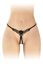 Carregar imagem no visualizador da galeria, Tanga preta com detalhe floral - Danuta - Fashion Secret
