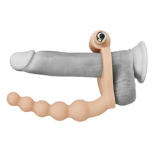 Carregar imagem no visualizador da galeria, Strap-on para dupla penetração com anel viibratório  - 16 cm - The Ultra Soft Double
