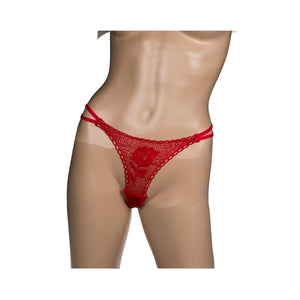 Rosa com tanga feminina vermelha 