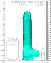 Carregar imagem no visualizador da galeria, Dildo realístico verde com testículos - 25 cm - Crystal clear dildo - Real Rock
