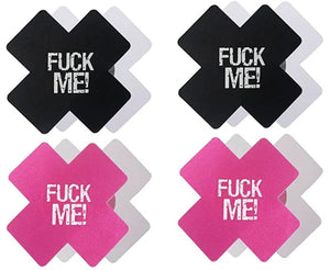 Pack 2 Tapa-mamilos em Cruz - Fuck Me - Preto e Rosa - Nipple Pastie - Love Toy