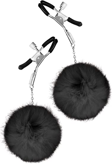 Pinças para mamilos com pompom - Preto - Sweet Caress