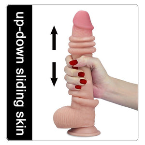 Dildo deslizante com dupla camada 9” - Bege - 23.5 cm - Sliding Skin - Lovetoy