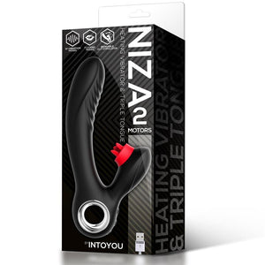 Vibrador com 2 motores - Vaginal e Ponto G com língua rotativa no clitóris - NIZA