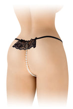 Carregar imagem no visualizador da galeria, Tanga em renda preta com pérolas - Katia - Fashion Secret
