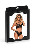 Carregar imagem no visualizador da galeria, Conjunto top e cueca em renda preta - Paris Hollywood
