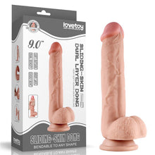 Carregar imagem no visualizador da galeria, Dildo deslizante com dupla camada 9” - Bege - 23.5 cm - Sliding Skin - Lovetoy
