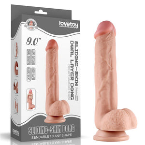 Dildo deslizante com dupla camada 9” - Bege - 23.5 cm - Sliding Skin - Lovetoy