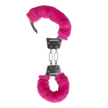 Carregar imagem no visualizador da galeria, Algemas metálicas para pulsos - com pêlo rosa - Furry metal hand cuffs - Ouch!
