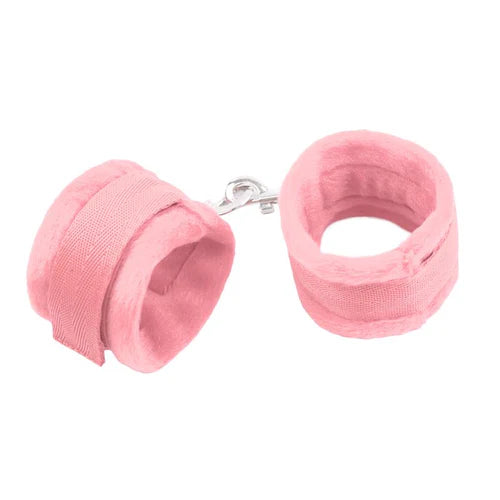 Algemas para pulsos ou tornozelos com velcro - Fur velcro cuffs - Rosa - Into You