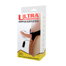 Carregar imagem no visualizador da galeria, Strap-on oco com vibração - Bege - 15cm - Ultra Passionate Harness
