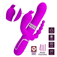 Carregar imagem no visualizador da galeria, Vibrador 4 em 1 - Vaginal com movimento sobe e desce + Estimulador de clitóris + Anal - Rosa - Cammy - Pretty Love
