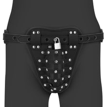 Carregar imagem no visualizador da galeria, Cueca/cinto de castidade masculino com cadeado - PU Leather chastity jock - Xtreme - Ouch!

