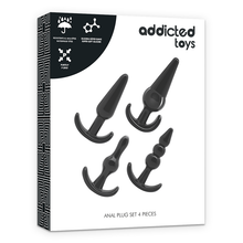 Carregar imagem no visualizador da galeria, Conjunto de 4 plugs anais pretos - Anal plug set 4 pieces - Addicted Toys
