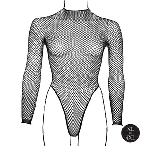 Body com mangas e gola alta - Preto - Plus Size - Le Désir
