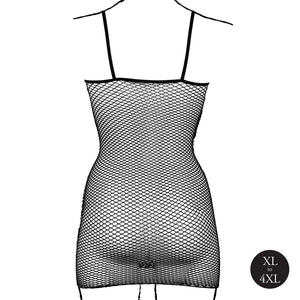 Vestido em rede - Preto - Plus size - Le Désir