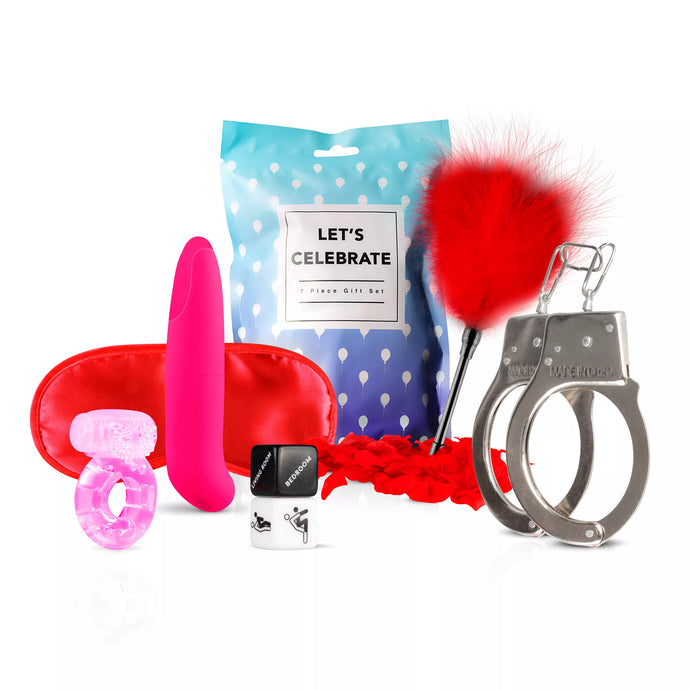 Kit com 7 brinquedos - Let’s Celebrate - Vamos celebrar - Loveboxxx