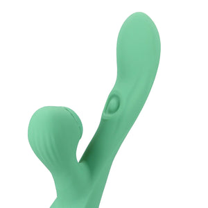 Vibrador vaginal com pulsação interna e com estimulador de clitóris por ondas de pressão - Verde -  Pulse wave - Loveline