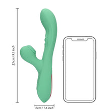 Carregar imagem no visualizador da galeria, Vibrador vaginal com pulsação interna e com estimulador de clitóris por ondas de pressão - Verde -  Pulse wave - Loveline
