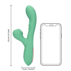 Vibrador vaginal com pulsação interna e com estimulador de clitóris por ondas de pressão - Verde -  Pulse wave - Loveline