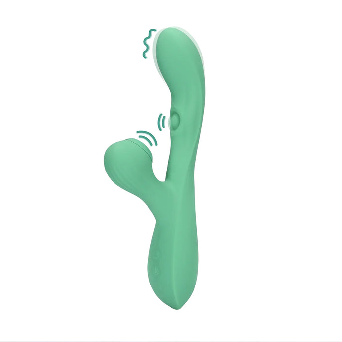 Vibrador vaginal com pulsação interna e com estimulador de clitóris por ondas de pressão - Verde -  Pulse wave - Loveline 
