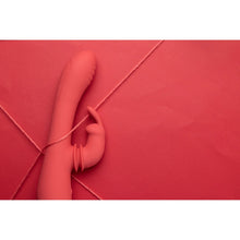 Carregar imagem no visualizador da galeria, Vibrador vaginal com estimulador de clitóris oscilante - Vermelho - Swinging Rabbit - Loveline
