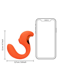Carregar imagem no visualizador da galeria, Vibrador vaginal com estimulador de clitóris com pulsação - Laranja - G-spot vibrator with clitorial pulse wave - Loveline
