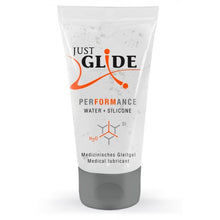 Carregar imagem no visualizador da galeria, Lubrificante híbrido - à base de água e silicone - Performance - 50ml - Just Glide
