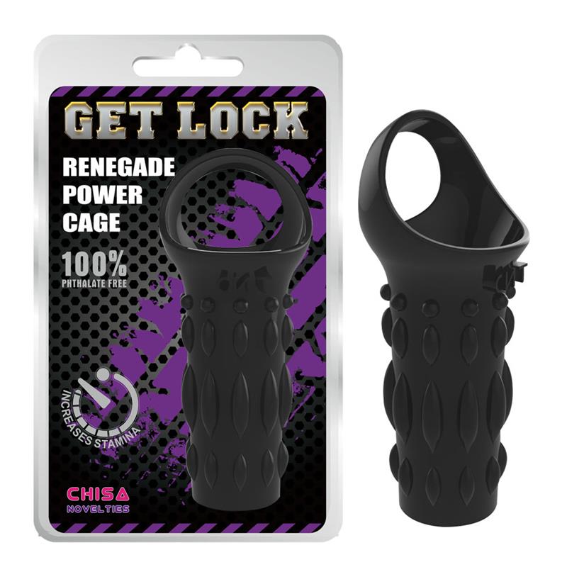 Manga para pénis com anel para testículos - Preto - Renegade Power Cage - GK Power - Chisa