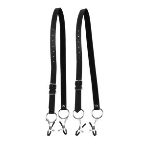 Pinças para lábios vaginais com cintas para pernas - Labia spreader - Ouch!