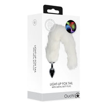 Carregar imagem no visualizador da galeria, Plug anal cauda de raposa branca com luzes LED - Light-up fox tail - Ouch!
