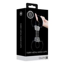 Carregar imagem no visualizador da galeria, Algemas metálicas para pulsos - com pêlo preto - Furry metal hand cuffs - Ouch!
