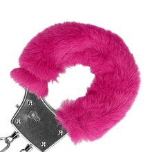 Carregar imagem no visualizador da galeria, Algemas metálicas para pulsos - com pêlo rosa - Furry metal hand cuffs - Ouch!

