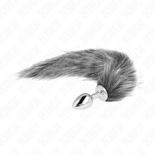 Carregar imagem no visualizador da galeria, Plug anal metálico com cauda de raposa cinzenta - S - Kink
