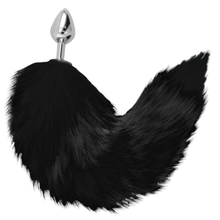 Carregar imagem no visualizador da galeria, Plug anal metálico com cauda de raposa preta - Black furry tail butt plug - Darkness

