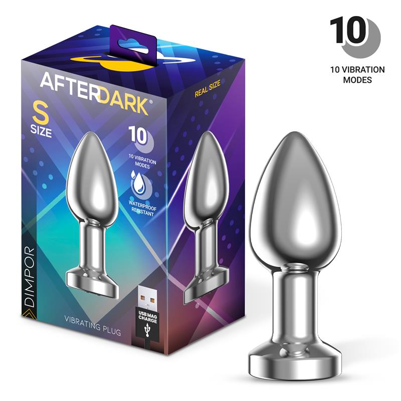 Plug anal metálico com vibração - Recarregável - S - Prateado - Dimpor - Afterdark