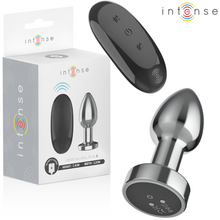 Carregar imagem no visualizador da galeria, Plug anal metálico com vibração e comando - 7,4cm - S - Intense
