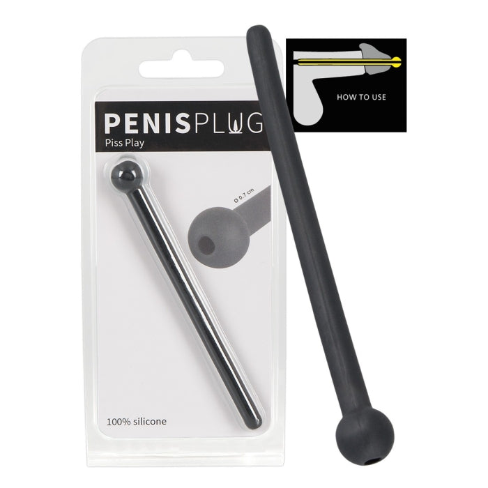 Plug uretral oco em silicone - 10.7 cm - Piss Play