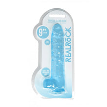 Carregar imagem no visualizador da galeria, Dildo realístico azul com testículos - 25 cm - Crystal clear dildo - Real Rock
