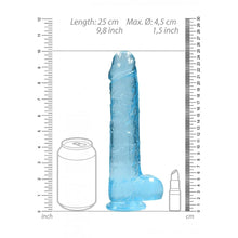 Carregar imagem no visualizador da galeria, Dildo realístico azul com testículos - 25 cm - Crystal clear dildo - Real Rock
