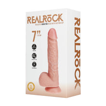 Carregar imagem no visualizador da galeria, Vibrador realístico recarregável - 14.2 cm - Bege - Realistic vibrating dildo with suction cup 7” - Real Rock
