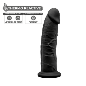 Dildo realístico termo-reativo - 19cm - Preto - SILEXD