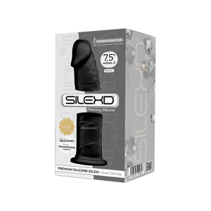 Dildo realístico termo-reativo - 19cm - Preto - SILEXD