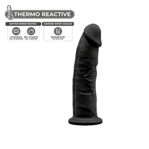 Dildo realístico termo-reativo - 15cm - Preto - SILEXD