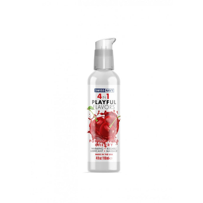 4 em 1 Lubrificante, Gel de Massagem, aroma a Cereja e Efeito de aquecimento - 118ml- Swiss Navy