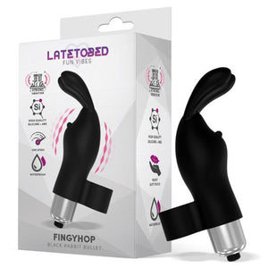 Vibrador de Dedo com formato de coelho - Preto - Fingyhop - LATETOBED