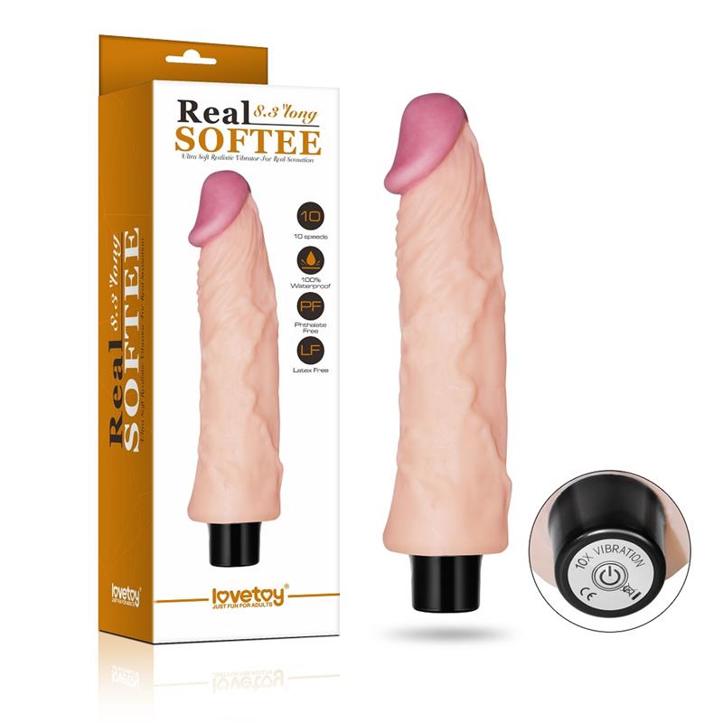 Vibrador realístico -  22cm - Bege - Real Softee - LoveToy