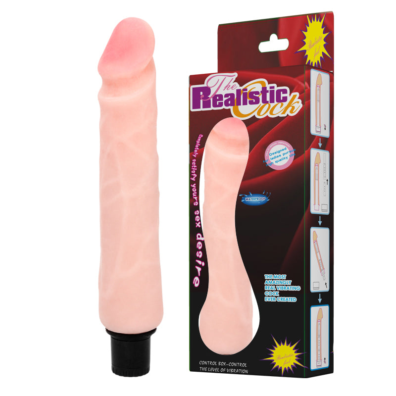Vibrador realístico multivelocidade - 26 cm - Bege -  The Realistic Cock - Baile