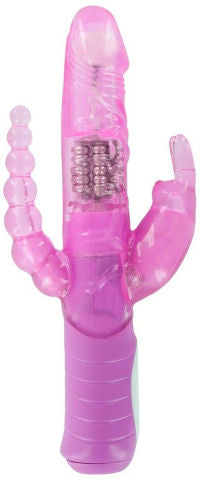 Vibrador triplo - Vaginal, Anal e Clitóris - Rosa - Rabbit Dual Pleasure