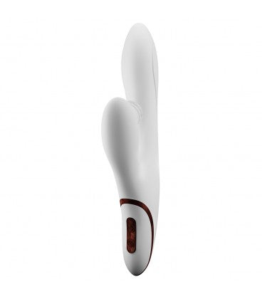 Vibrador vaginal com estimulador de clitóris rotativo - Branco - Boom